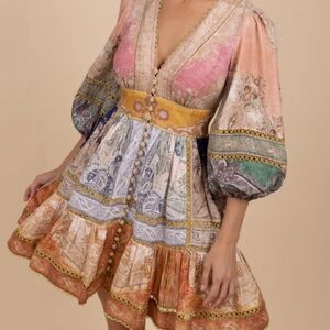 ZIMMERMANN Anneke Paisley-print Linen-voile Mini Dress size 4